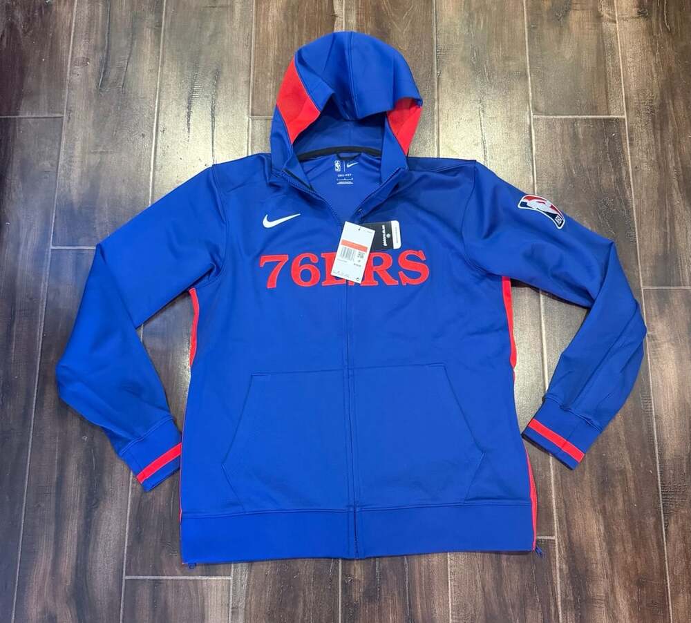 Nike Philadelphia 76ers Full-Zip Hoodie Size L Royal Blue